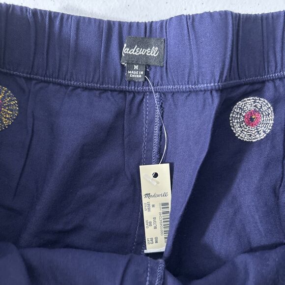 Madewell Shorts Womens Medium Blue Embroidered Elastic Waist Spring Summer - Picture 3 of 7